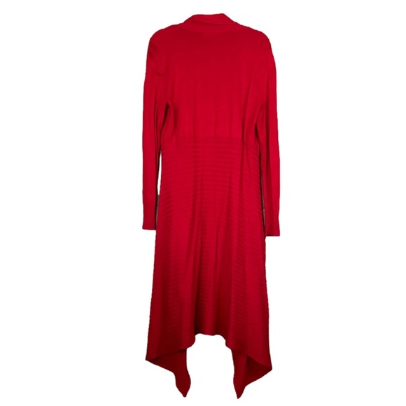 CATO long open front red cardigan sweater duster ribbed Size large - Picture 5 of 9